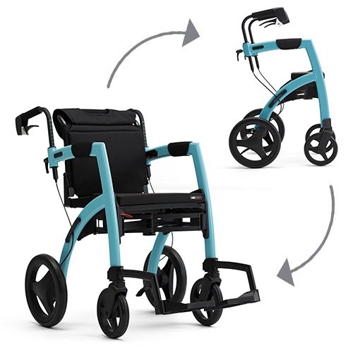 Rollz Motion 2.1 Small Combined Rollator and Wheelchair (Island Blue)